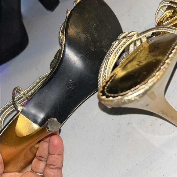 Herstyle Shimmering Gold Strappy Heels - Picture 5 of 5